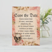Vintag Rosa Skull Collage Save The Date (Stehend Vorderseite)