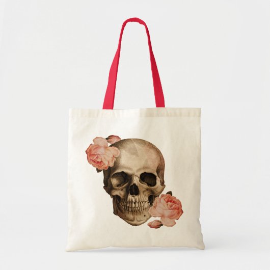 Vintag Rosa Skull Collage Tragetasche (Vorne)