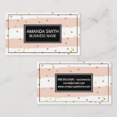 Vintag rosa Streifen | Gold gesprenkelt Visitenkarte (Vorne/Hinten)