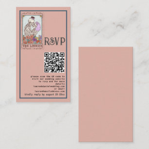 Vintag rosa Tarot liebt QR Wedding RSVP Card Begleitkarte