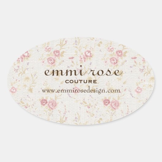 Vintag rosa Tinte Rose Oval Aufkleber drucken (Vorderseite)