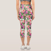 Vintag rosa und Lila Rose Capri Leggings (Rückseite)