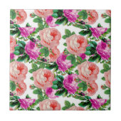 Vintag rosa und Lila Rose Fliese (Vorderseite)