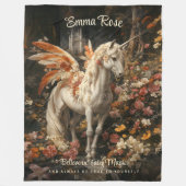 Vintag rosa und orangefarbene Blütenmärsche Pegasu Fleecedecke (Vorderseite)