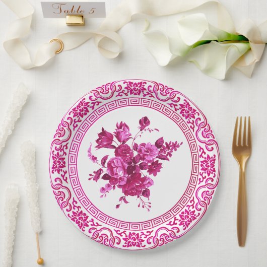 Vintag rosa und weiße Blüten Pappteller (Hochzeit)