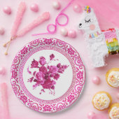 Vintag rosa und weiße Blüten Pappteller (Party)
