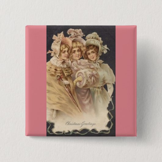 Vintag Rosa Viktorianisches Weihnachts-Button Butt Button (Vorderseite)