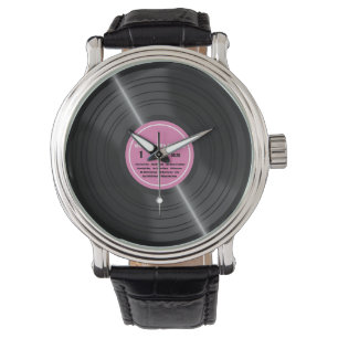 Vintag rosa Vinyl Record Album Retro Watch Armbanduhr