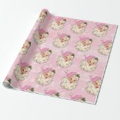 Vintag rosa Wasserfarbe Santa Retro Geschenkpapier (Ungerollt)