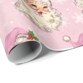 Vintag rosa Wasserfarbe Santa Retro Geschenkpapier (Rolleneckpunkt)