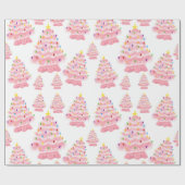 Vintag-rosa Weihnachtsbaum nostalgisch Geschenkpapier (Flach)