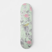 Vintag rosa Weißes Vogelgezwitscher Skateboard (Vorne)