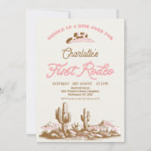 Vintag Rosa Western Erster Rodeo 1. Geburtstag Einladung (Vorderseite)