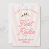 Vintag Rosa Western Erster Rodeo 1. Geburtstag Einladung (Rückseite)