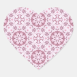 Vintag-rosa Zirkularmuster Romantik Herz-Aufkleber