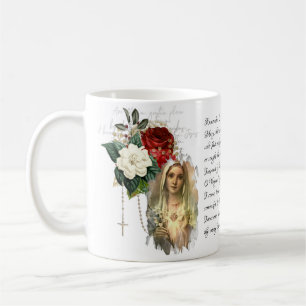 Vintag Rosary Jungfrau Mary Memorare Gebet  Kaffeetasse