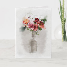 Vintag Rose Bouquet Beileid Karte
