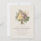 Vintag Rose Bouquet Dusty Lila Brautparty Einladung (Vorderseite)