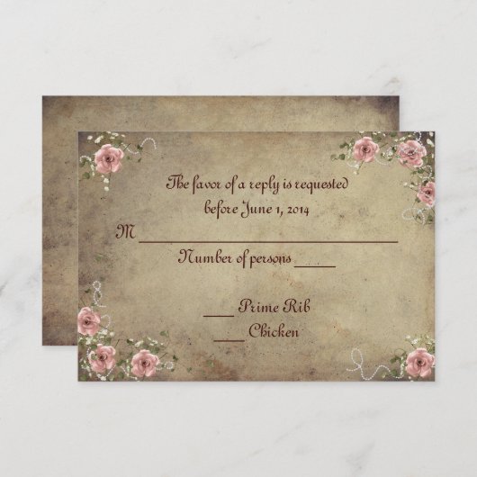 Vintag Rose Bouquet UAWG RSVP Karte (Vorne/Hinten)