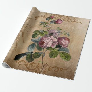 Vintag. Rosen und Skript Geschenkpapier