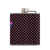 Vintag-Rosenschwarz/rosa Polka-Punkte Flachmann (Rückseite)