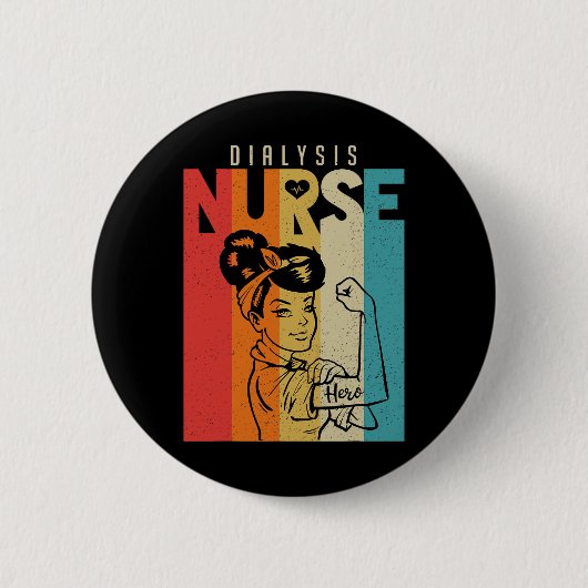 Vintag Rosie The Riveter Dialysis Nurse Button (Vorderseite)