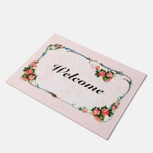 Vintag Rosy Pink Begrüßungsmatte Fußmatte (Schrägansicht)
