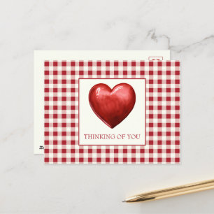 Vintag Rot und Cream Gingham mit Herz Postkarte