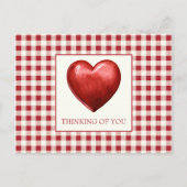 Vintag Rot und Cream Gingham mit Herz Postkarte (Vorderseite)