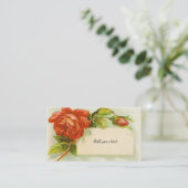 Vintag, Rote Rosen, Aquarell Visitenkarte (Stehend Vorderseite)