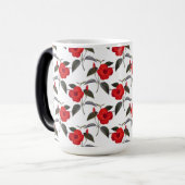 Vintag roter Hibiskus Nahtloses Blumendesign Verwandlungstasse (Vorderseite Links)