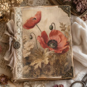 Vintag Roter Mohn Botanisches Ephemera Dekoupage Seidenpapier