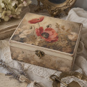 Vintag Roter Mohn Botanisches Ephemera Dekoupage Seidenpapier