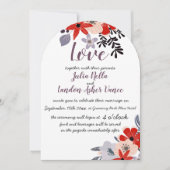 Vintag Rotes Rosa und Lavendel Einladung (Vorderseite)