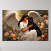 Vintag Rottweiler Angel Dog Art Poster (Vorne)