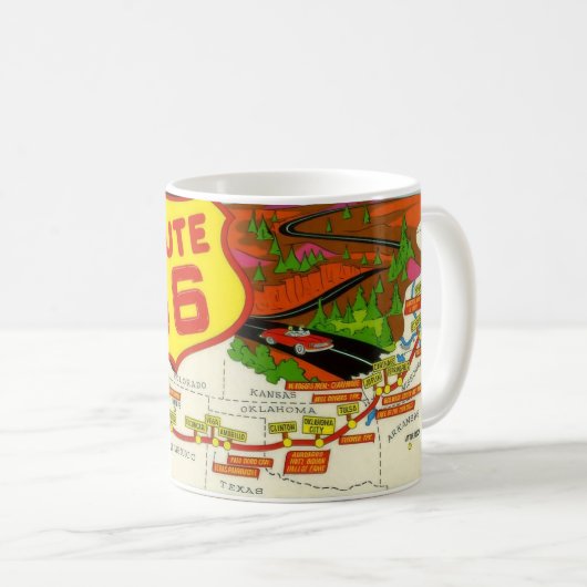 Vintag Route 66 Tasse (VorderseiteRechts)