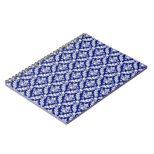 Vintag Royal Blue Damask Notebook Notizblock (Linke Seite)