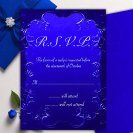Vintag Royal Blue Elegance Wedding RSVP Karte