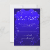 Vintag Royal Blue Elegance Wedding RSVP Karte (Vorderseite)