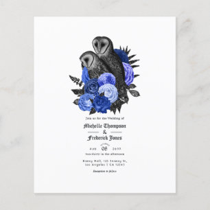 Vintag Royal Blue Owls Gothic Wedding Einladung Flyer