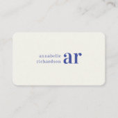 Vintag Royal Blue Timeless Monogram Visitenkarte (Vorderseite)