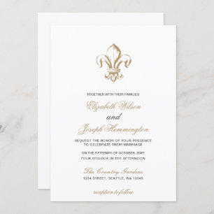 Vintag Royal Gold French Lilie Wedding Einladung