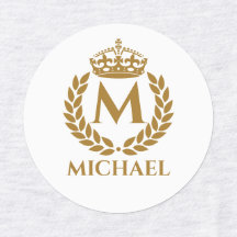 Vintag Royal King Golden Crown Name Initial Black