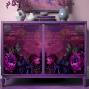 Vintag Royal Magenta Blooms Twilight Decoupage Seidenpapier