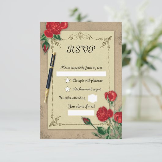 Vintag RSVP Karte (Stehend Vorderseite)