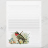 Vintag Ruby Throated Hummingbird Lined Letterhead (Vorderseite)