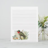 Vintag Ruby Throated Hummingbird Lined Letterhead (Stehend Vorderseite)