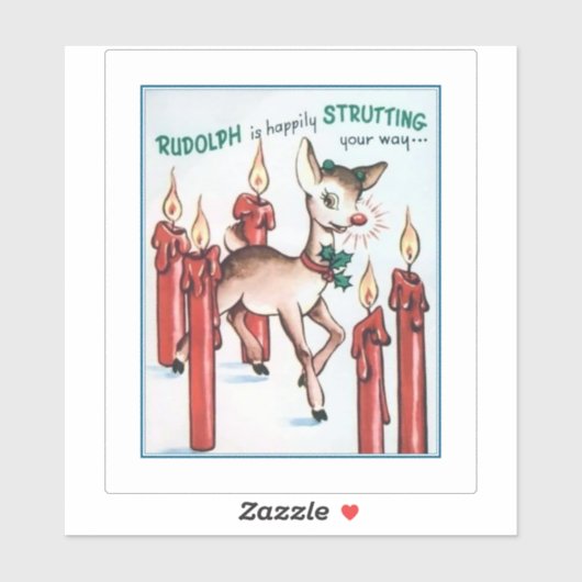 Vintag Rudolph Strutting Vinyl Sticker (Blatt)