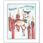 Vintag Rudolph Strutting Vinyl Sticker (Vorderseite)