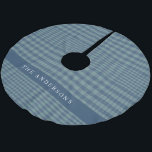 Vintag Rustic Blue Glen Kariert Personalisiert Polyester Weihnachtsbaumdecke<br><div class="desc">Vintages Rustikales Blue Glen Kariert Personalisiert gebürstetes Polyester Tree Skirt</div>